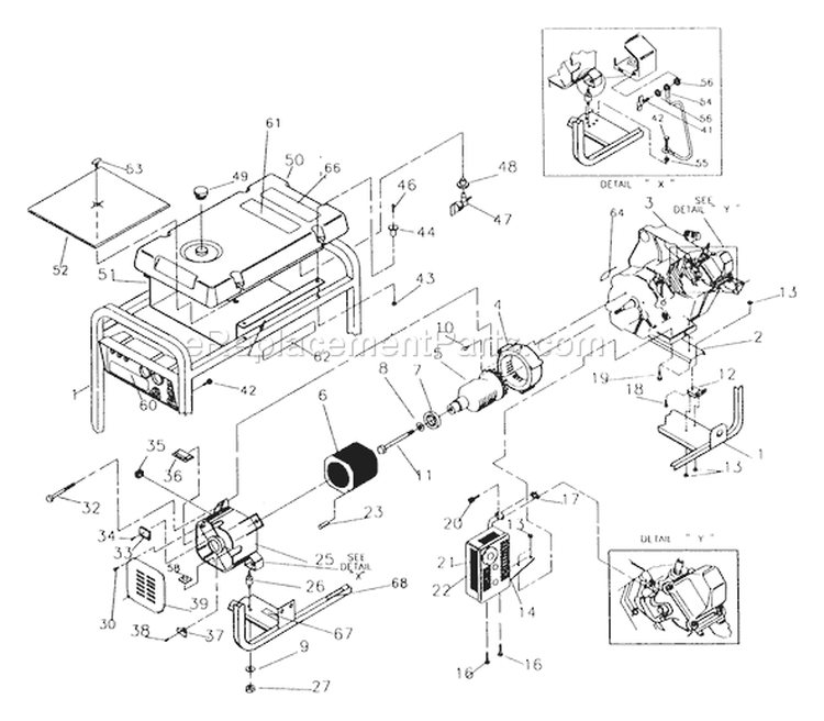 Page B Diagram and Parts List for  Briggs and Stratton Generator